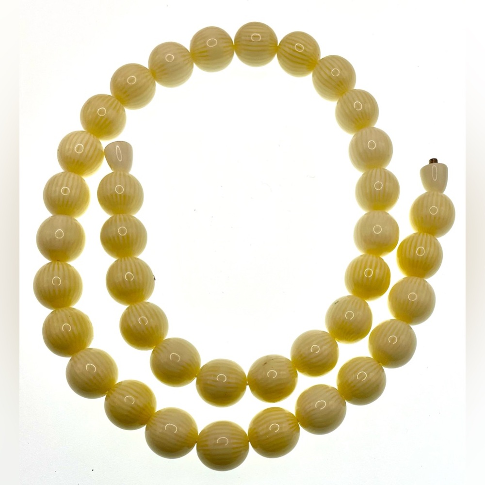 Vintage Striped Ivory Celluloid Beaded Necklace Choker Antique Estate Piece - Picture 2 of 8